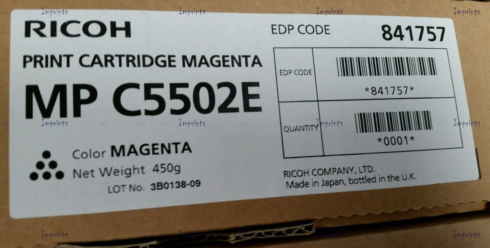 Оригинальный Ricoh Картридж Ricoh Type MP C5502E, 841757 пурпурный оригинальный для IMPRINTS.RU