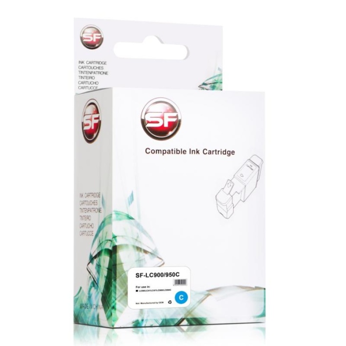 Струйный картридж SuperFine SF-LC900C (LC950C) для Brother LC09, LC41, LC47, LC900, LC950C, голубой, 17 мл