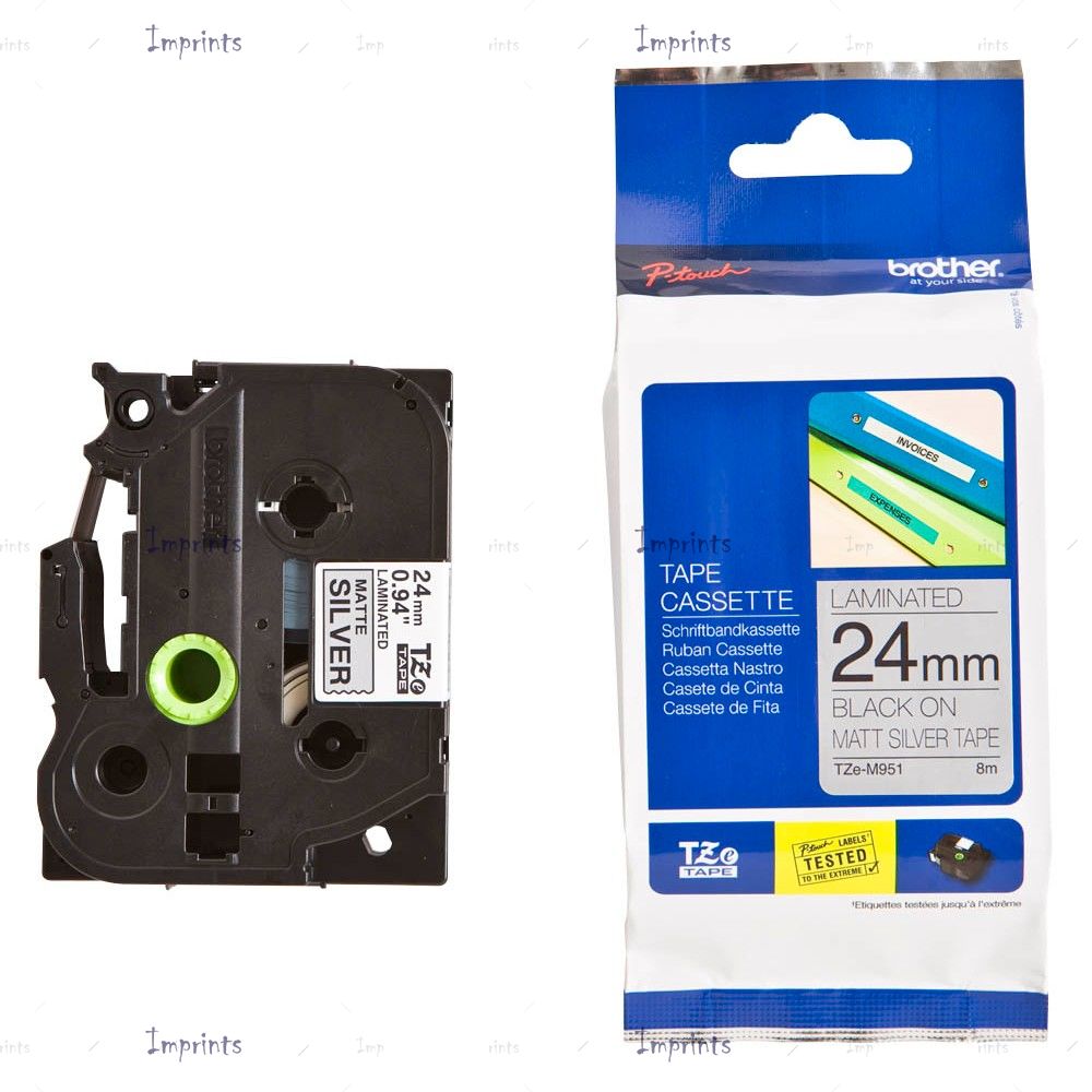Картридж Brother TZE-M951 наклейка ламинированная, 24 мм, 5 м., черный на матовом фоне оригинальный