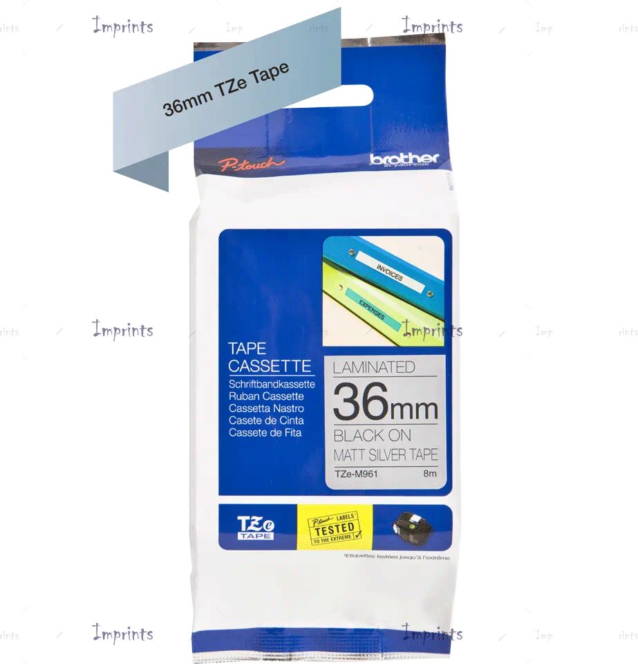 Картридж Brother TZE-M961 наклейка ламинированная, 36 мм, 8 м., черный на матовом серебристом фоне оригинальный