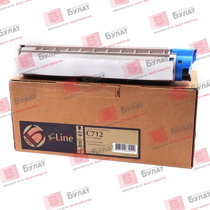 Тонер-картридж БУЛАТ s-Line 46507627 для Oki C712 (Голубой, 11500 стр.)