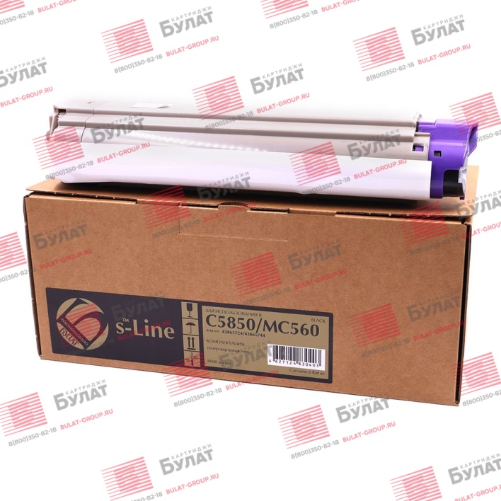 Тонер-картридж БУЛАТ s-Line 43865724, 43865744 для Oki C5850 (Чёрный, 8000 стр.), универсальный