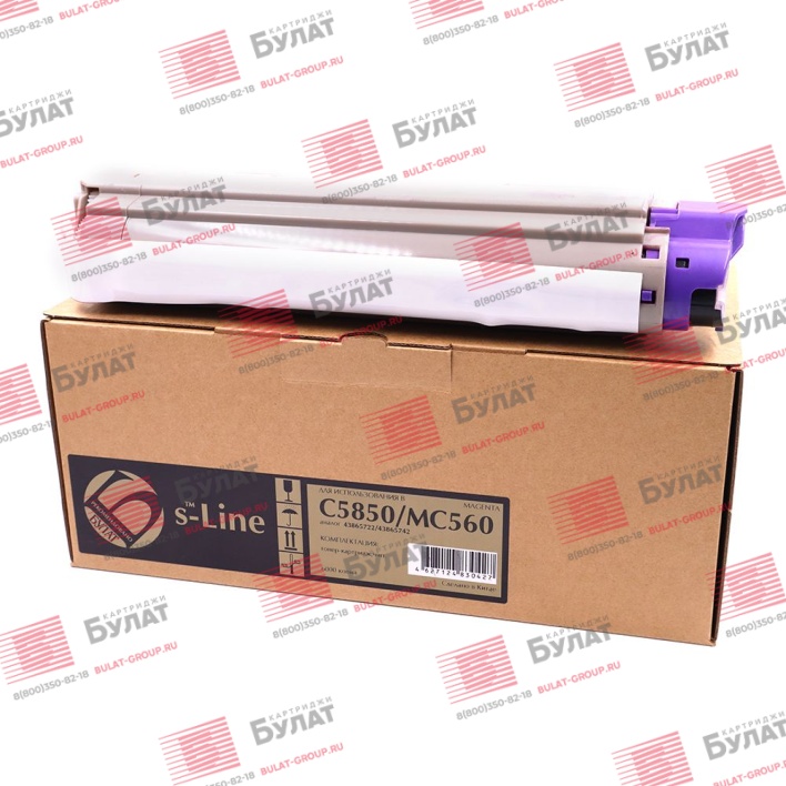 Тонер-картридж БУЛАТ s-Line 43865722, 43865742 для Oki C5850 (Пурпурный, 6000 стр.), универсальный