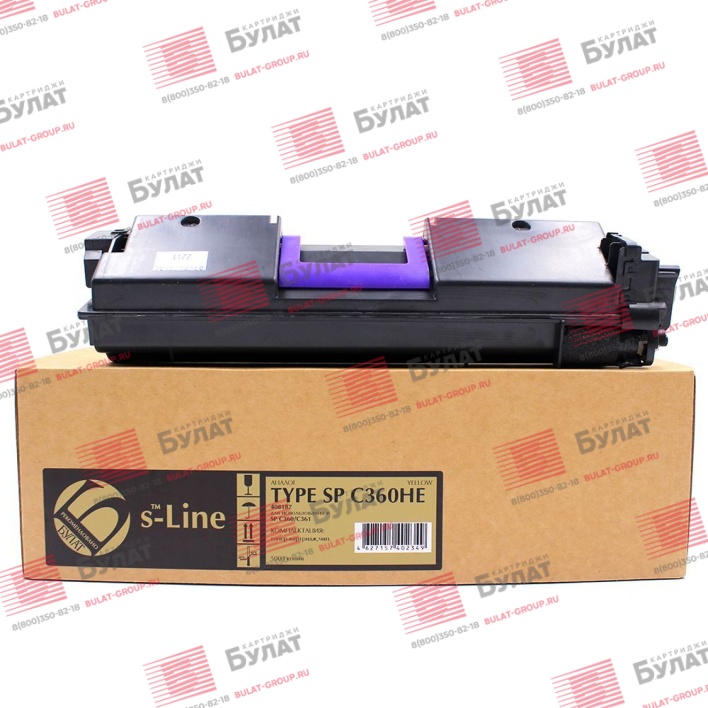 Тонер-картридж БУЛАТ s-Line SPC360HE (408187) для Ricoh Aficio SP C360 (Жёлтый, 5000 стр.)